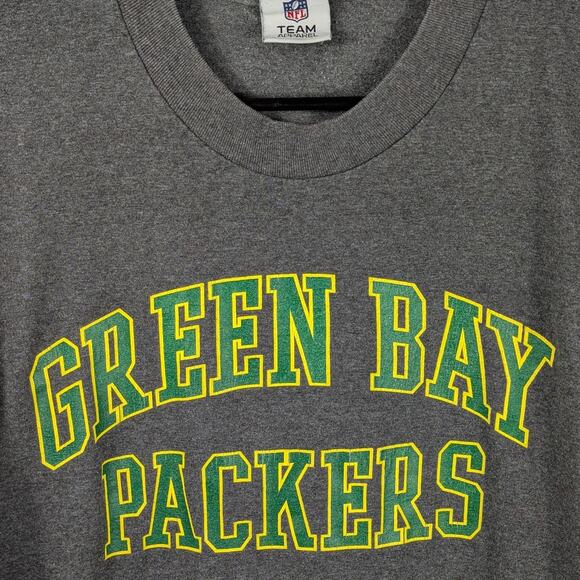 Green Bay Packers NFL Team Apparel T-Shirt Men’s Large Gray Cotton Football Tee - Picture 2 of 4